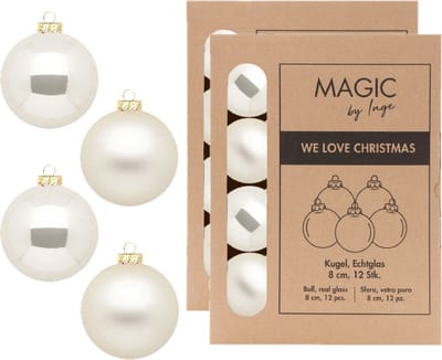 Inge Christmas Goods kerstballen - 24x st - champagne - glas - 8 cm