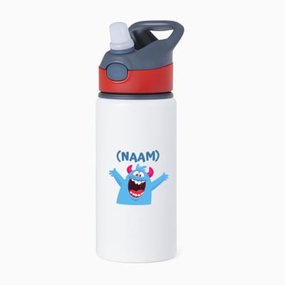 Hacebo® - Blauwe monster waterfles met rietje rood - Monster - kinderen - leuk cadeau voor mijn kind - verjaardagscadeau - kado - gift - vriendelijke monster - water fles - 650ML