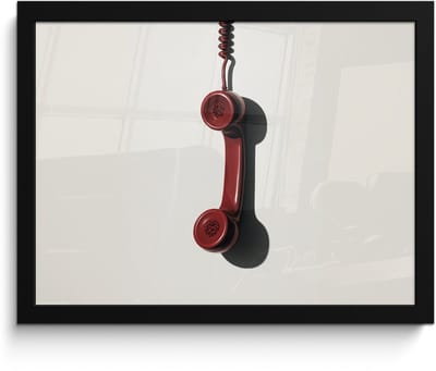 Poster in lijst - Fotolijst 40x30 cm - Posters - Telefoon - Koord - Rood - Minimalistisch - Posterlijst zwart - Decoratie - Wanddecoratie woonkamer - Muurdecoratie slaapkamer