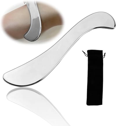Premium Gua Sha Set voor Gezichtsmassage met Rvs en Natuurlijke Steen, Anti-Aging en Lymfedrainage, Inclusief Opbergtas voor Optimale Huidverzorging