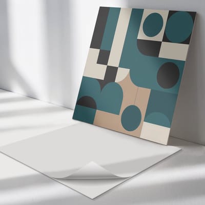 Wallfluent Vinyl Tegels - Abstracte Vormen en Figuren Vinyl Wandtegels - 30 cm x 30 cm - Turkoois PVC Tegels - 9 stuks - Vierkant PVC Tegels - Abstractie Plaktegels - Wand PVC Tegels - Plaktegels Keuken en Badkamer