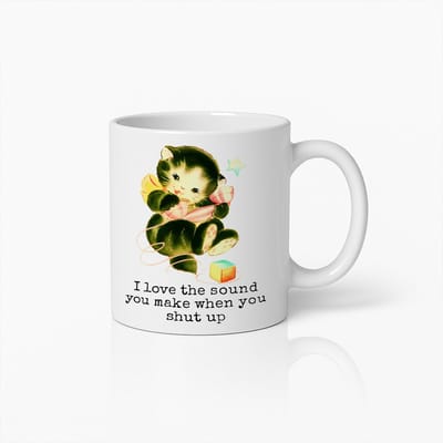 330ml Grappige Kat "Ik Hou Van Het Geluid Dat Je Maakt Als Je Stil Bent" Sarcastische Koffiemok – Humoristisch Cadeau Voor Kattliefhebbers