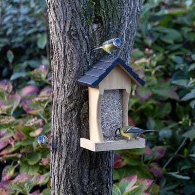 Vogelspotcast Vogelvoederhuisje voor Kleine Vogels & Tuinvogels - Texel - Voederhuis van Hout - Voederhuisje Wandmodel