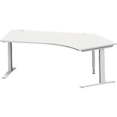 Schäfer Shop Genius hoekbureau MODENA FLEX 135°, aanbouw rechts, C-voet rechthoekige buis, B 2165 mm, lichtgrijs