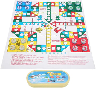 Dailygoods- Vliegtuigschaken Draagbaar - Bordspel voor 2-4 Spelers - PVC + Plastic - Schaakbord 365x430mm - 16 Schaakstukken - Leuk Gezinsvermaak