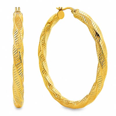Juwelier Zwartevalk - Stainless steel goldplated wokkel oorbellen - 32.005-G/55 mm