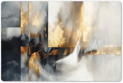 Placemats 45x30 cm - Placemat kunststof - 1 stuk - Kunst - Goud - Zilver - Abstract - Borden onderleggers - Decoratie voor op tafel - Keuken tafeldecoratie accessoires - Vinyl onderlegger - Tafelversiering