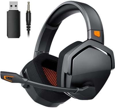 Nexvo® Game headset draadloos - Headset - Game headset - Gaming headsets - Zwart/Oranje - ‎‎20cm x 11cm x 21cm