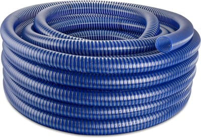 Zuigslang PVC - Spiraalslang Water - Vuilwater Afvoeren - UV Bestendig - 30 Meter - Blauw Transparant