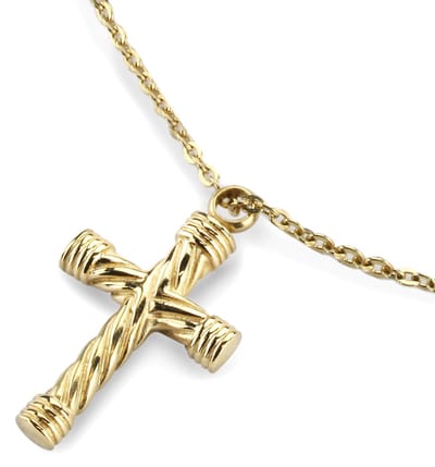 Traveller Ashanger - Ashanger met Ketting - Assierraad - Goudkleurig - Edelstaal - Kruis - Verstelbare ketting 50 + 5 cm - 181172