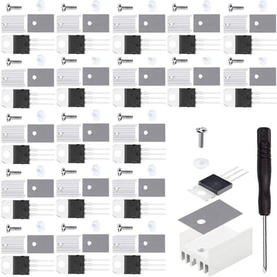NPN Transistor 5A 60V Epitaxiaal Power Transistor TO-220 met Koellichaam en Schroevendraaier voor Elektronica Projecten en Circuit Ontwerpen