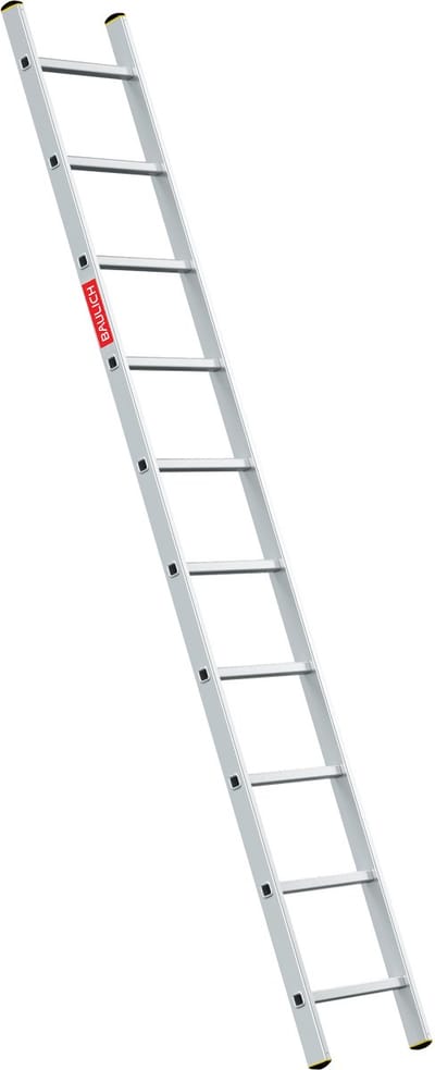 Baulich Aluminium aanleunladder - 10 treden - Professionele rechte ladder met antislip sporten - Lichtgewicht - Werkhoogte 372 cm - Draagvermogen 150 kg