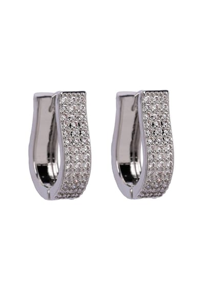 AVANT-GARDE PARIS Oorbellen - Hoops - Elegante en Moderne - Zilver - Cubic Zirconia - Rhodium Plated