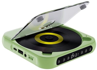 Draagbare cd-speler met Bluetooth 5.3-zender - 2000mAh oplaadbare batterij, ingebouwde HiFi-dubbele luidsprekers, ondersteunt cd/usb/aux, lcd-display, inclusief hoofdtelefoon voor thuis/in de auto - groen