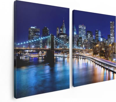 Artaza Canvas Schilderij Tweeluik Skyline New York In Het Centrum - 120x80 - Foto Op Canvas - Canvas Print