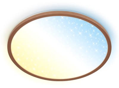 BRILONER Slim - LED Plafonniere - dimbaar plafondlamp - met afstandsbediening - CCT kleurtemperatuurregeling - sterrenhemel - indirect licht - Ø37.5cm - koffie