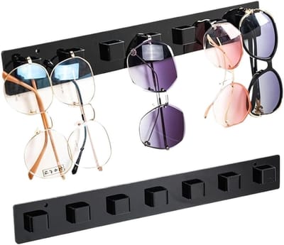 Opbergdoos Brillen - Zonnebrilhouder Organizer - Ruimte Besparen - Wandmontage - 40 x 5 cm - Zwart