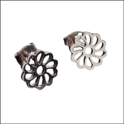 Aramat Jewels | Oorbellen | Stalen Oorbellen Bloem - Perfect Cadeau! | Bloem-Zilverkleurig-10mm | |7mm | Staal | Volwassenen | Verkleurd niet