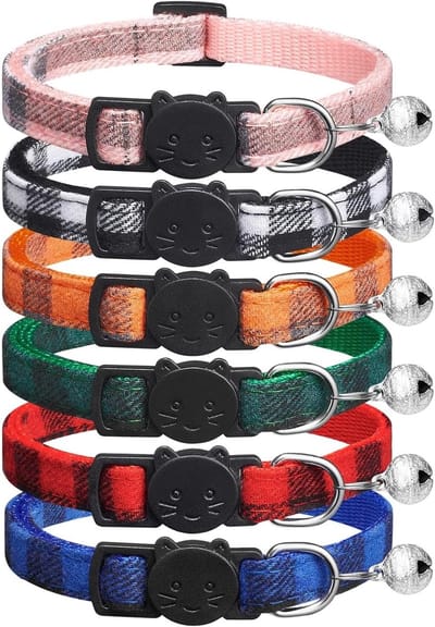 Classic Plaid Kattenhalsband met Bel, Snelle Ontgrendeling en Verstelbaar van 15-23 cm, Schattige Halsband voor Katten, Perfect als Huisdier Cadeau