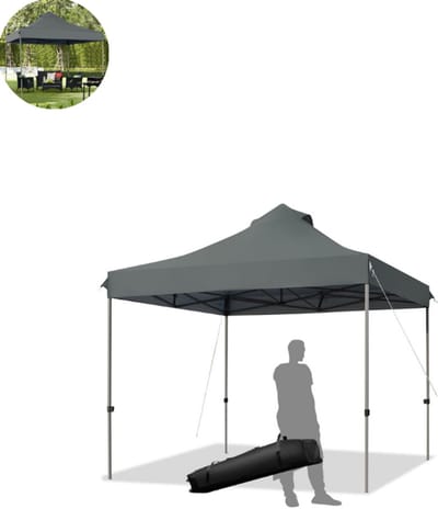 Partytent opvouwbaar - Paviljoen - 3x3 - Easy up - Waterdicht - met Zijwanden - Weerbestendig - Grijs