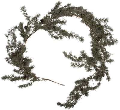 Clayre & Eef Kerstguirlande 20x7x180 cm / 3xAA Groen Hout