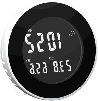 Luchtkwaliteitsmonitor - CO2-detector Vochtigheidsmeter - Milieu Monitoring - Hoge Gevoeligheid Snelle Detectie - 107x107x58.2mm - Wit en Zwart