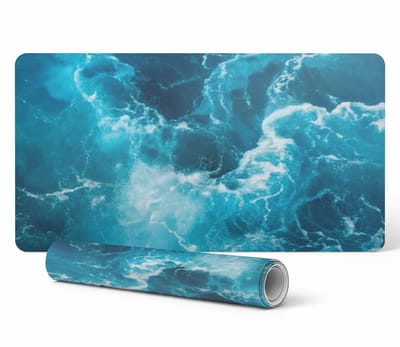 Beschermende decoratieve mat voor op kantoor, zeegolven in beweging, 90x45 cm