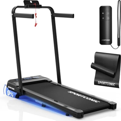 Sportconic Loopband Inklapbaar 1-12 km/u - Walking Pad voor Thuis - Loopband met Helling - Treadmill - Incl. Tablethouder, Afstandsbediening en Beschermmat