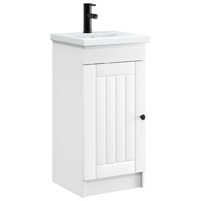 vidaXL - Badkamer - Vanity - met - Wastafel - Wit - 42 - x - 40 - x - 84,5 - cm - Bewerkt - hout