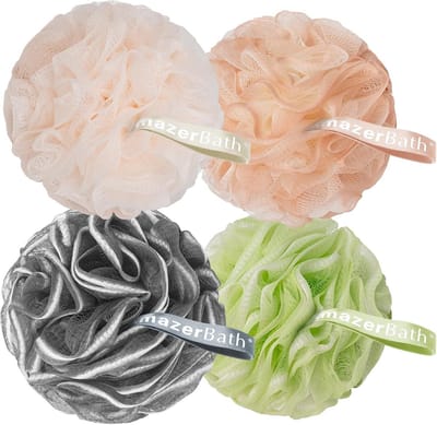Set van 4 Douche Loofah Sponzen XL - Exfoliërende Badpoef voor Mannen en Vrouwen