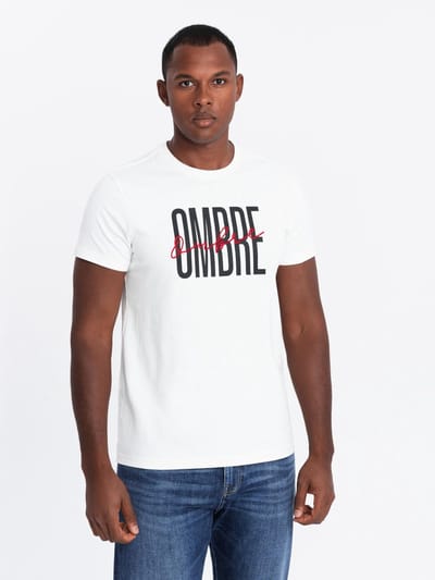 OMBRE T-shirt - Regular Fit - Katoen - Korte Mouw Wit S