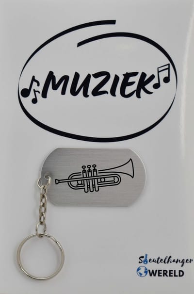 trompet Sleutelhanger inclusief kaart - trompet cadeau – trompet  - Leuk kado voor je vriend om te geven - 2.9 x 5.4CM