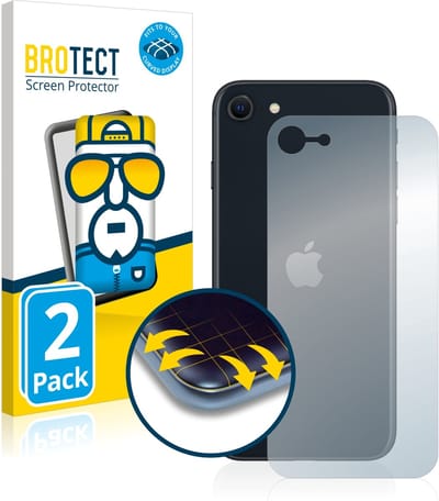 BROTECT - Screenprotector voor Apple iPhone SE 3 2022 (Achterkant) - Folie Beschermfolie transparant volledig dekking - 2 Stuks