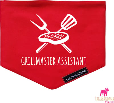 Hondenbandana | Knoopbandana | BBQ | Grillmaster Assistant Red maat M