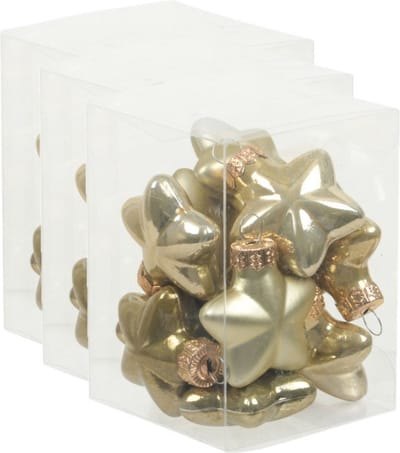 36x Sterretjes kersthangers/kerstballen dusky lime goud/groen tinten van glas - 4 cm - mat/glans - Kerstboomversiering