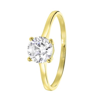 Lucardi Dames Ring solitair - Ring - Cadeau - 9 Karaat - Geelgoud