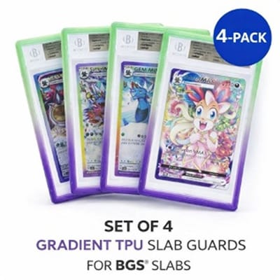 BGS Slab Guard / Slab Bumper – Bescherming voor TCG, MTG & Yu-Gi-Oh! Graded Cards – TCG Card Protector – Set van 4 stuks – Kleur overlopend (Groen / Paars)