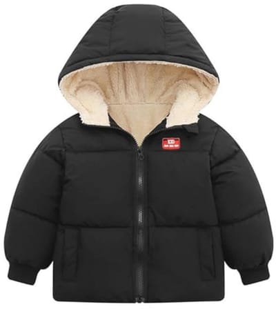 Winterjas voor baby's met ritssluiting en capuchon, winddicht en warm fleece, ideaal voor jongens en meisjes