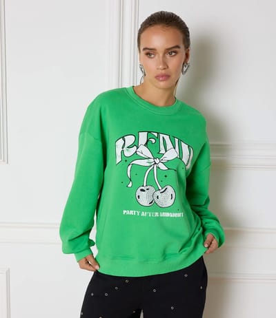 Refined Department Trui Fayen Knitted Oversized Sweater R2411822587 700 Green Dames Maat - S