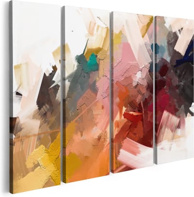 Artaza Canvas Schilderij Vierluik Abstracte Kunst - Kleurrijke Olieverf - 160x120 - Groot - Foto Op Canvas - Canvas Print