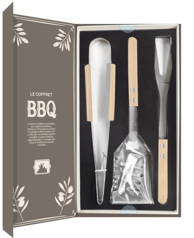 BBQ Accessoires Cadeaupakket – BBQ Tang & Spatel – RVS met Houten Handgreep – Luxe Geschenkverpakking – Barbecue Gereedschap