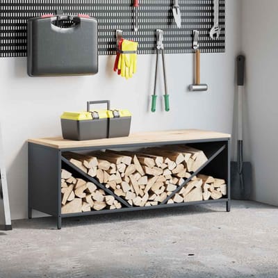 vidaXL - Brandhoutrek - met - houten - blad - 100,5x35,5x40 - cm - antracietkleurig
