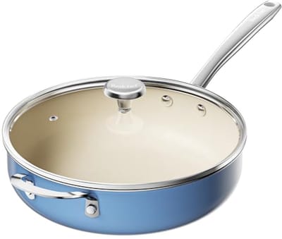 Keramische Kunststof Koekenpan 28 cm met Deksel - Antiaanbak, Inductie, Ovenbestendig
