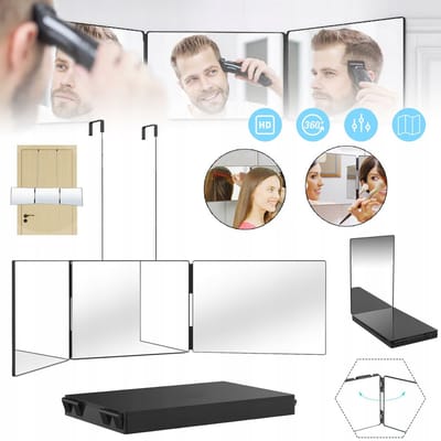 Driezijdige Spiegel Voor Het Knippen Van Haar - Driezijdige Spiegel Voor Scheren En Make-Up - In Hoogte Verstelbaar - 360° Kijkhoek - Helder Anti-Condens HD-Glas
