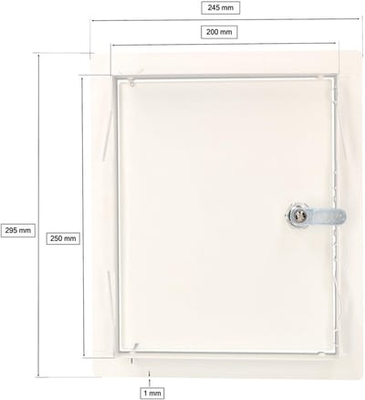 KOTARBAU® Inspectieklep, Inspectiedeur, Verzinkt Staal, 25x20 cm, Wit, Inspectieluik met Slot, en 2 Sleutels, Onderhoudsklep, Poedergecoat, Toegangspaneel, Revisiedeur