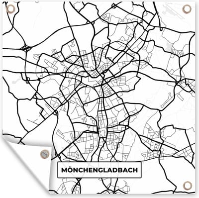 Tuin poster Mönchengladbach - Plattegrond - Kaart - Stadskaart - 200x200 cm - Tuindoek