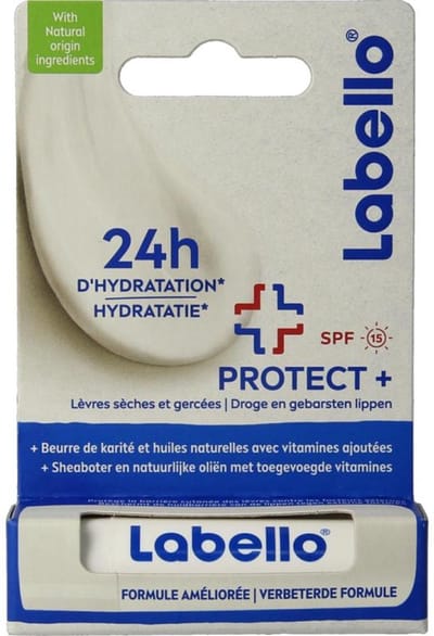 Labello Protect+ SPF15 - Lippenbalsem - Kalmeert Droge en Gebarsten Lippen - 24H Hydratatie - 4.8 g