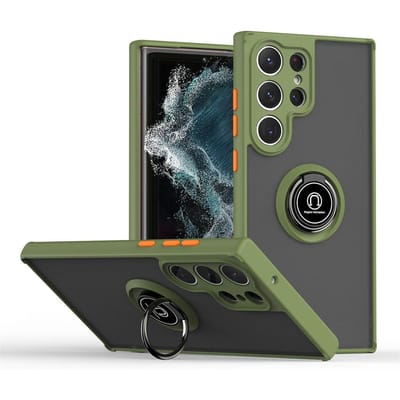 Schokbestendige Armor Mat Zwart Hoesje Voor Samsung Galaxy S24 S23 S22 S21 S20 Ultra FE 20 Ultra 5G A32 A52 A72 S10 Plus Magnetische Houder For Galaxy S20 Plus groen