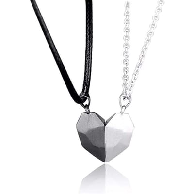 Koppelhanger, Wenssteen Magneet Ketting Set, Zwart en Wit Perzik Hart Drie-steen Ketting. wit