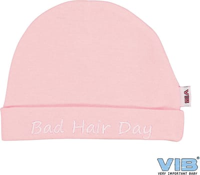 VIB® - Muts rond - Bad Hair Day (Roze) - Babykleertjes - baby muts - baby muts newborn - baby mutsje - baby cadeau - kraam cadeau - baby aankodiging